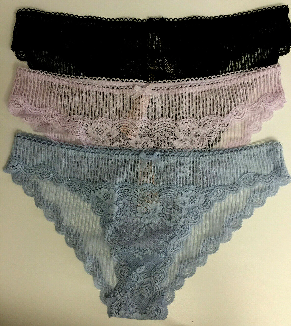 Victorias Secret Cheekini Panties Size L Sexy Floral Lace Stripes Multi-Colors