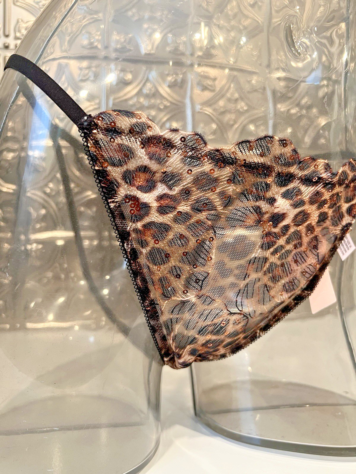 Victoria’s Secret Geo Leo Sequin Embroidery String BRAZILIAN Panty Sz S NWT$29