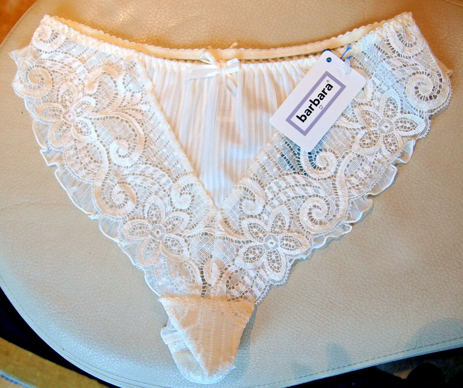 Barbara Ivory “Follies” High Leg Pleated Fan Backed Briefs
