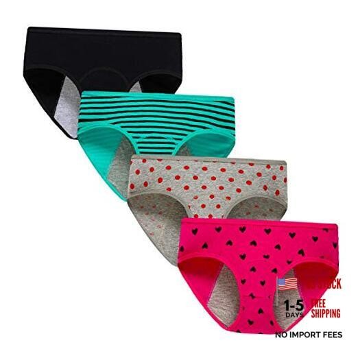 Teen Girls Period Underwear Cotton Soft Small Black&peacock Blue&grey&rose Red