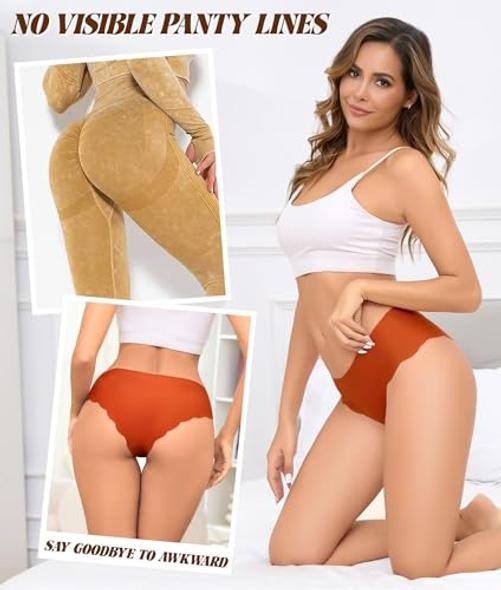 Sexy Seamless Underwear Wave Edge No Show Bikini Panties V Medium Multicolor-01