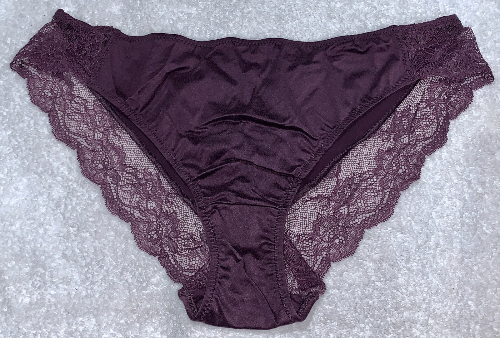 MAIDENFORM Comfort Devotion Lace Trim Quartz Purple Tanga Panty Womens L 7 XL 8