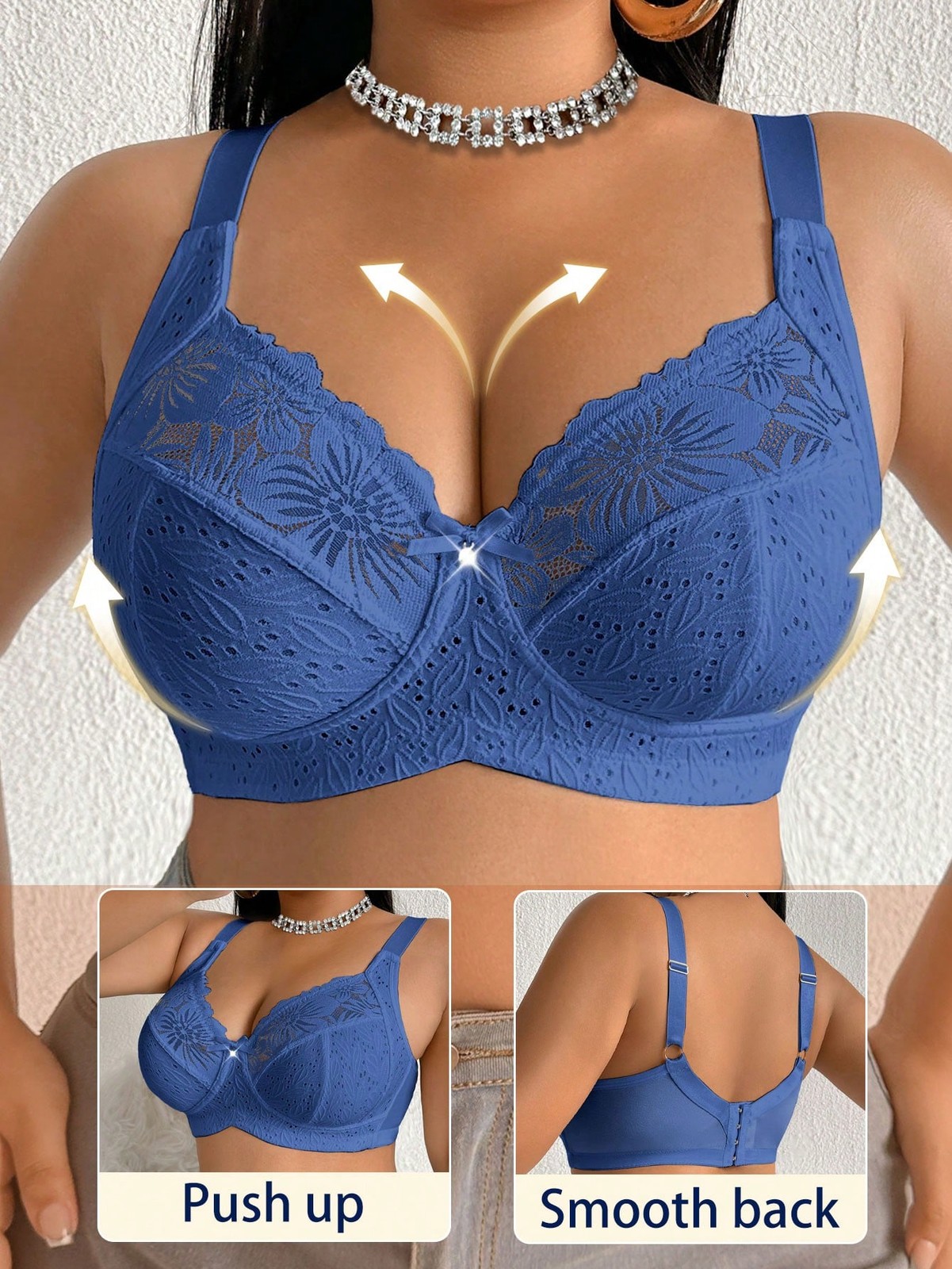 Elegant Lace Patchwork Wireless Bra Plus Size Ladies Cheap24