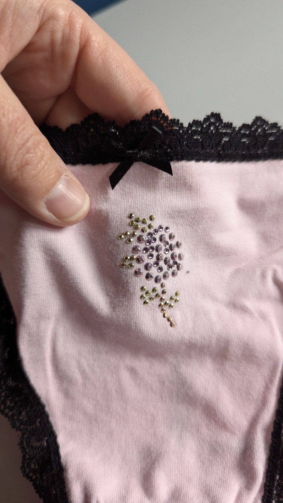 Y2K Vintage Betsey Johnson Cotton Studded Rose Low Rise Thong Panties M Rare