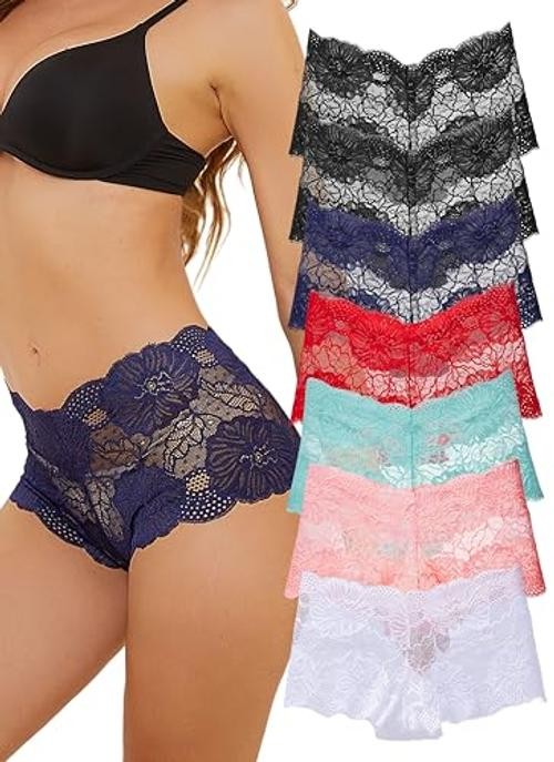 Sexy Panties for Women X-Large 7pcs-black/Light Blue/Navy Blue/White/Red/Pink