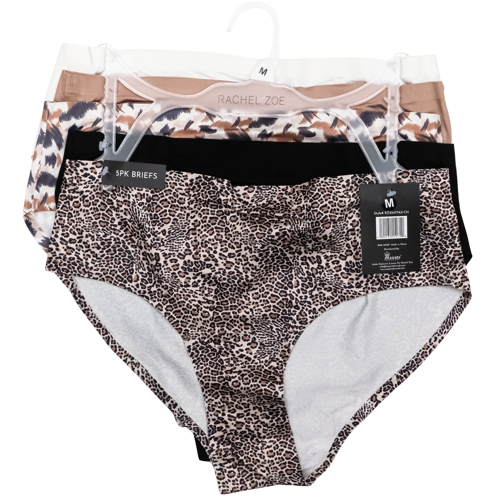 Rachel Zoe 5-Pack Women’s Briefs Size MEDIUM Leopard Black White Neutral New