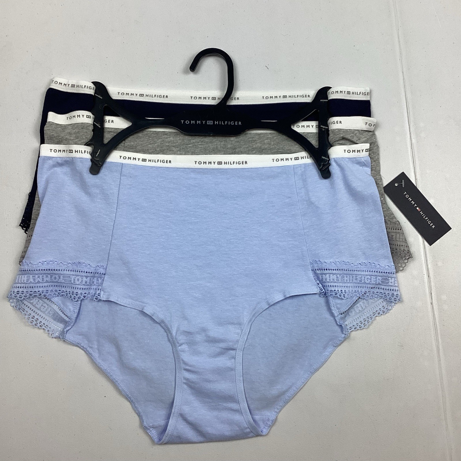 Tommy Hilfiger 3 Pack Cotton Lace Brief Panty Underwear Large NEW! Retail $36
