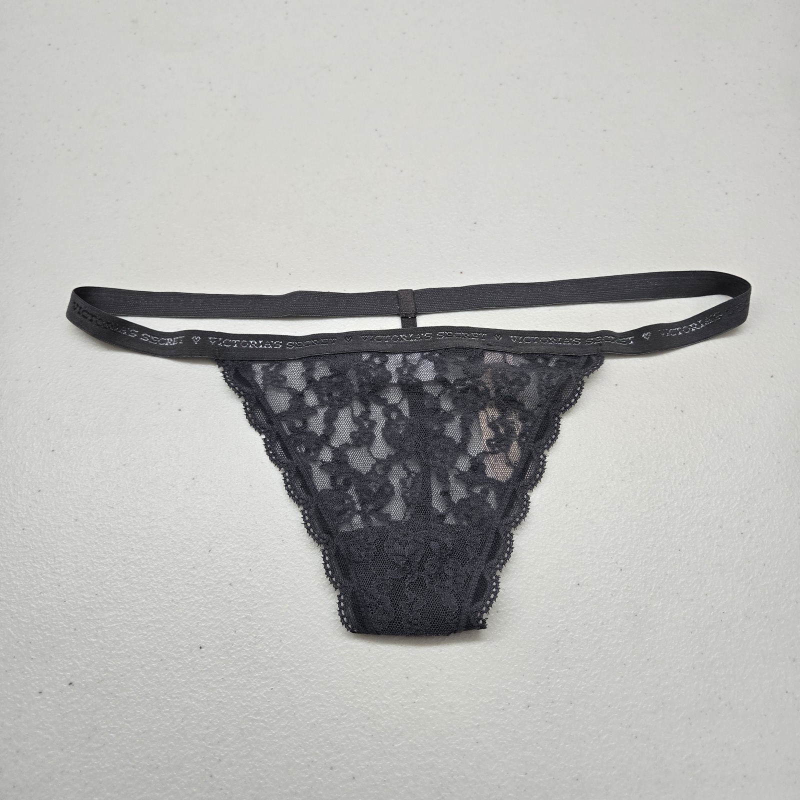 Victoria’s Secret Women Panty S/P Gray Floral V String Lace Logo NWT