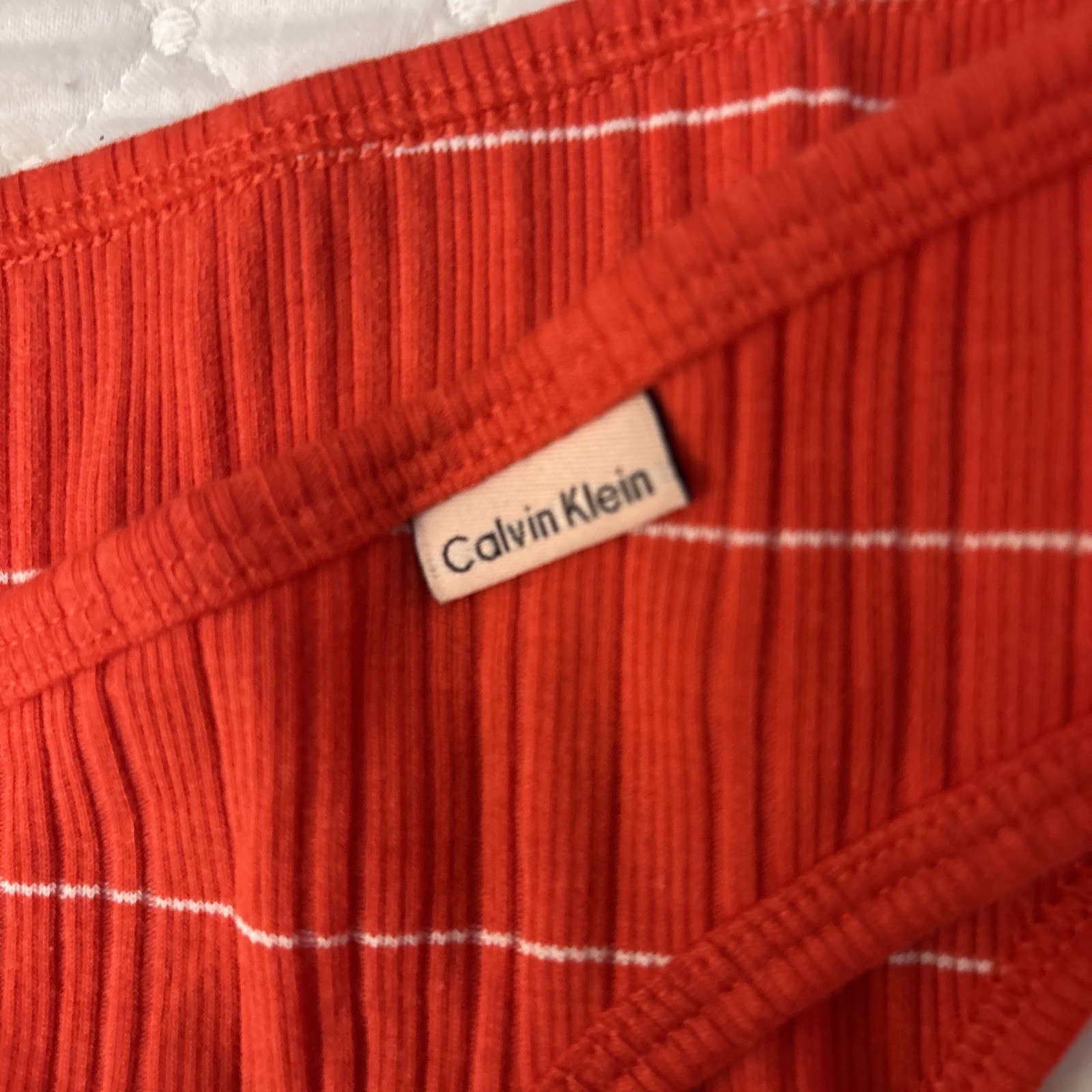 Calvin Klein Cotton Blend Bikini Medium Orange White Stripped NWT