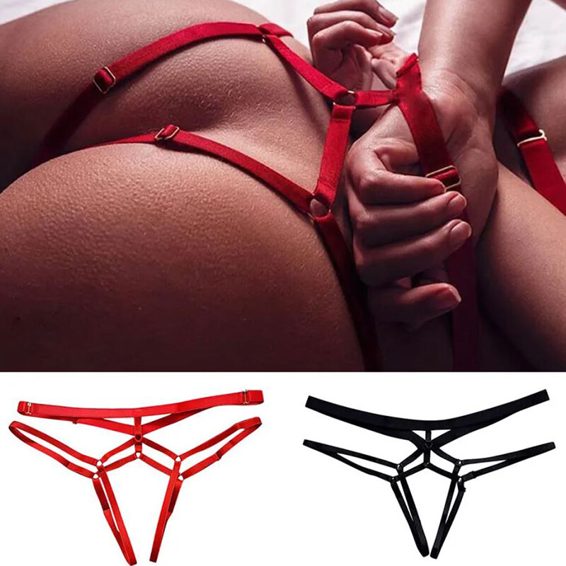2 Pack Lot Womens Crotchless Panties T-Back G-String Lingerie Thong Underwear