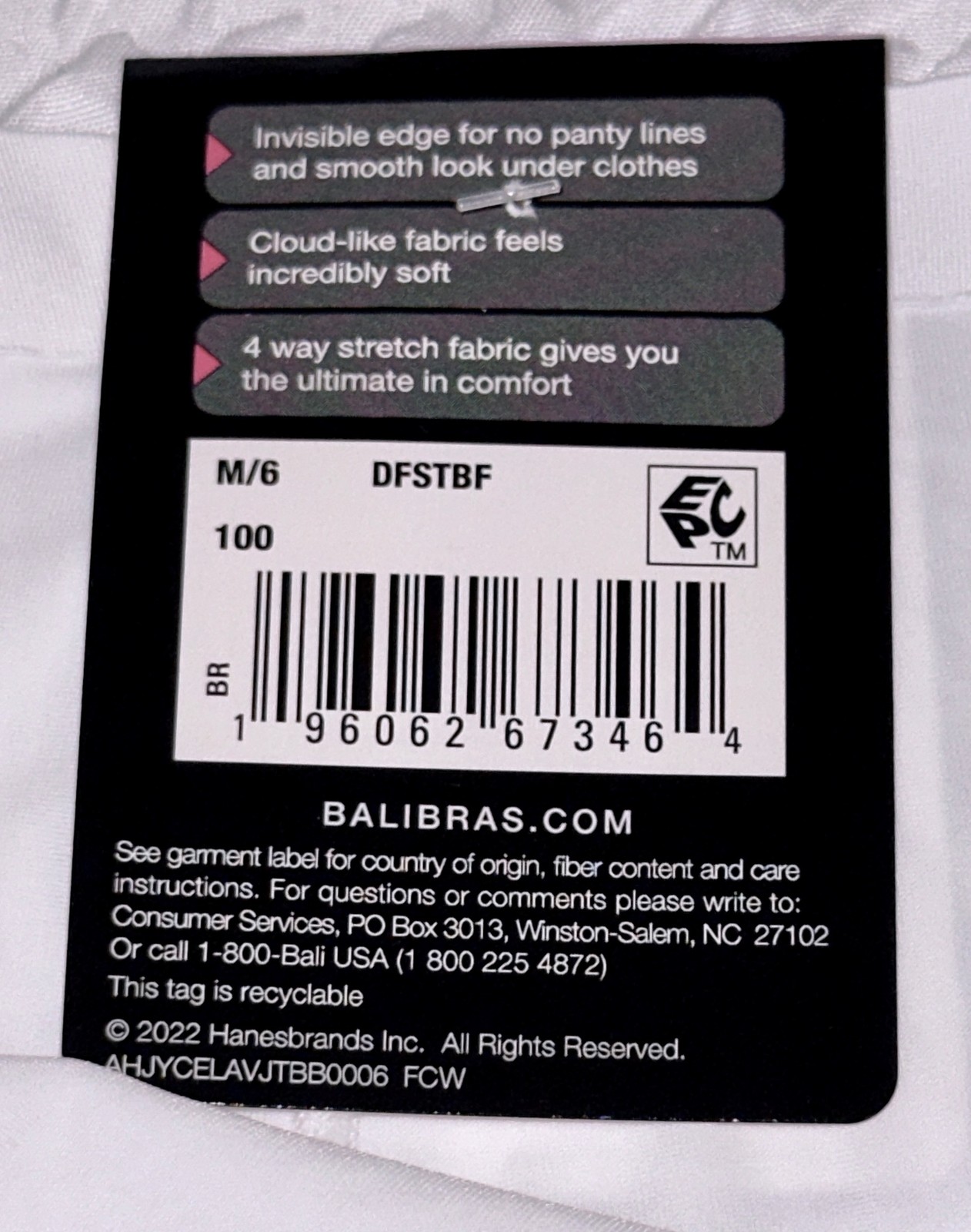 BALI Comfort Revolution Soft Touch White Brief Panty NEW Womens Sz M 6