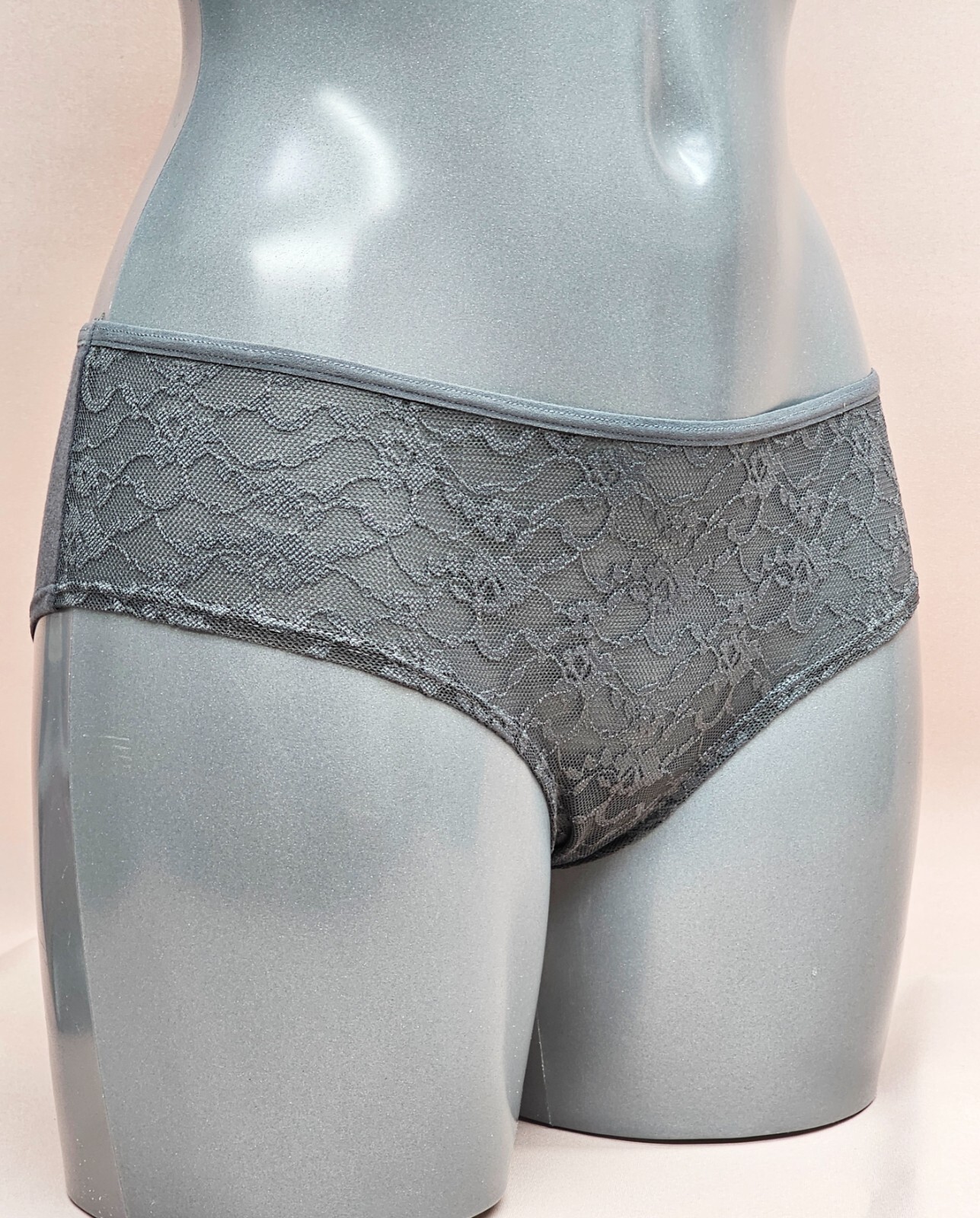 La Senza Knickers Grey Contrast Lace Front Brazilian Hip Hugger Size S – XL B10R