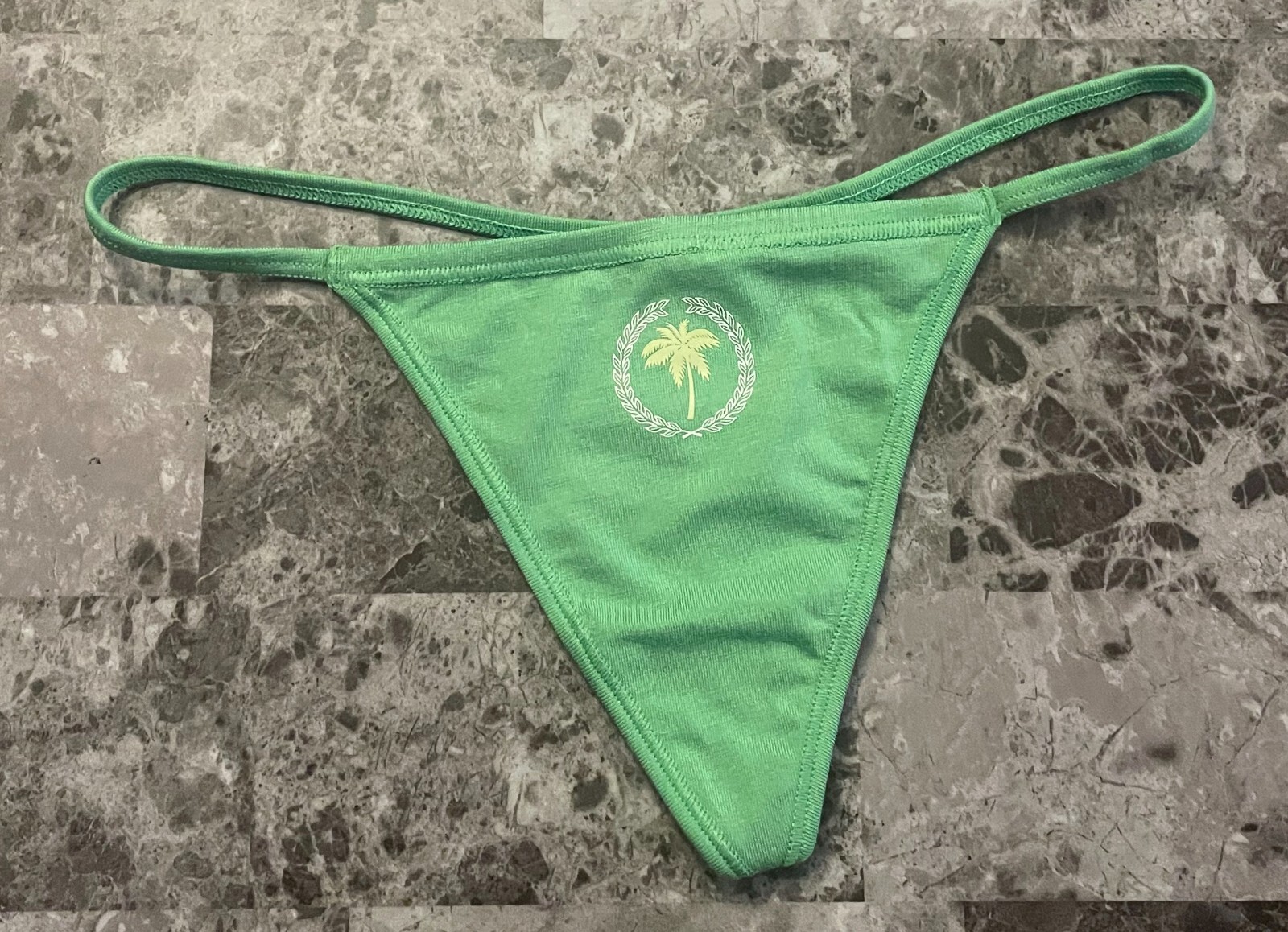 NWOT VICTORIA’S SECRET PINK GREEN YELLOW PALM TREE TROPICAL V STRING PANTIES