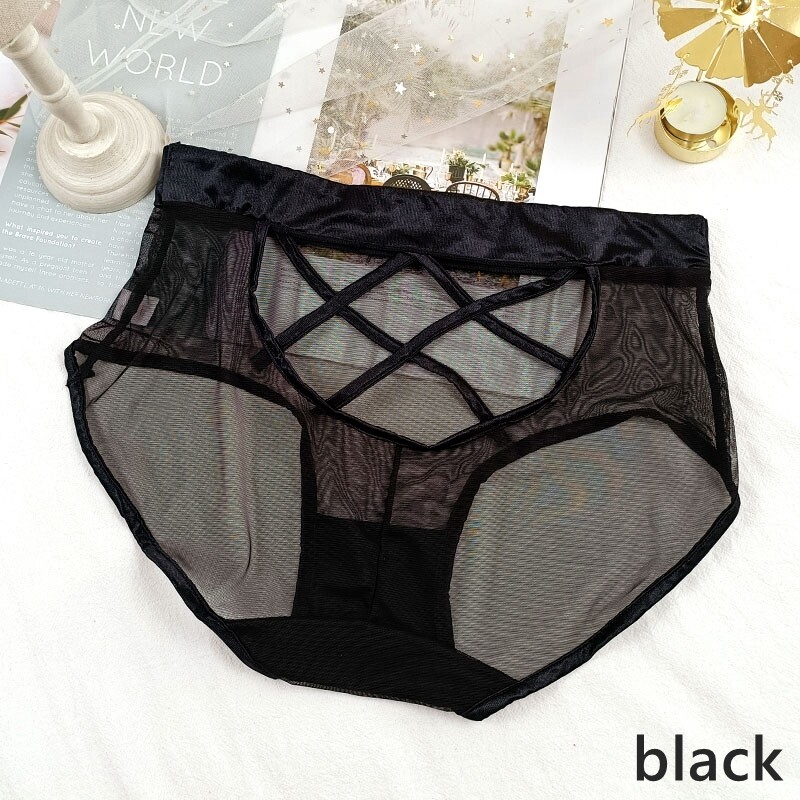 Brief Net Satin Pants With Clear Inserts Medium Waist Oversized