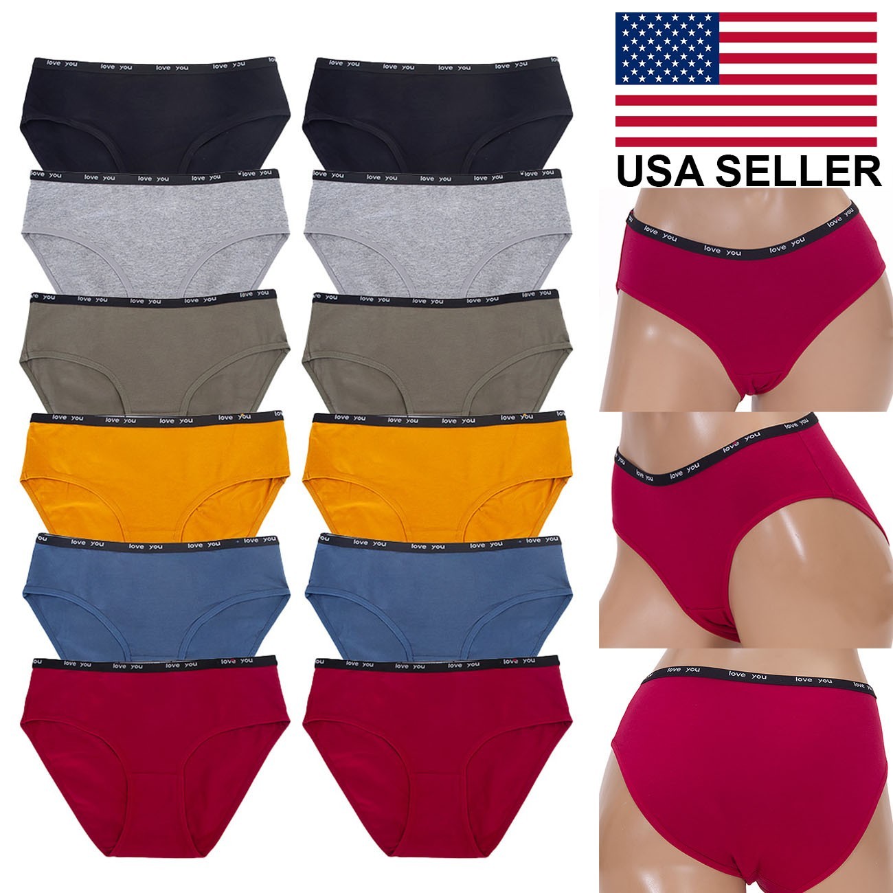ScarvesMe 12pcs Assorted Color LOVE YOU Letter Band Sexy Women Panty