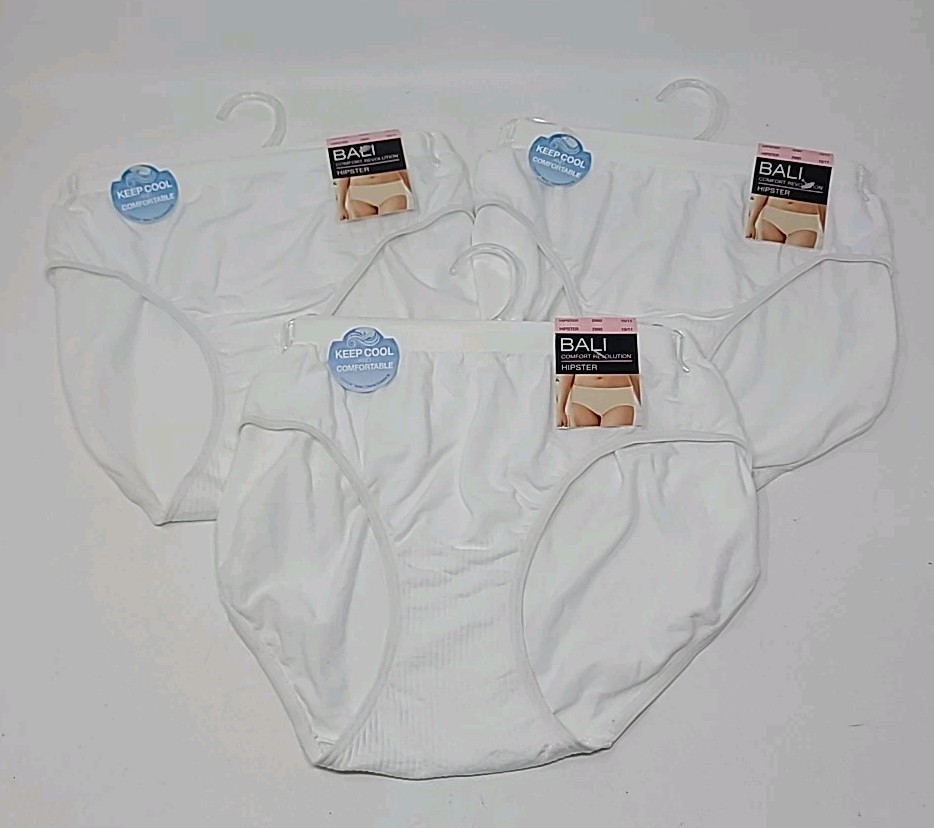 Bali 3 Pairs Hipster Comfort Revolution Seamless Panties 10/11 White 2990 NWT