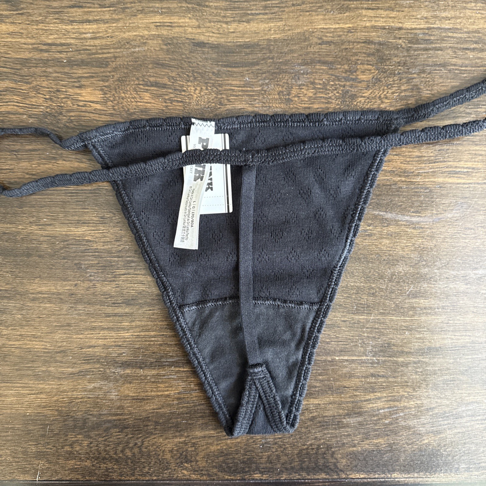Pink By Victoria’s Secret, Large, Black Cotton String V String Panties