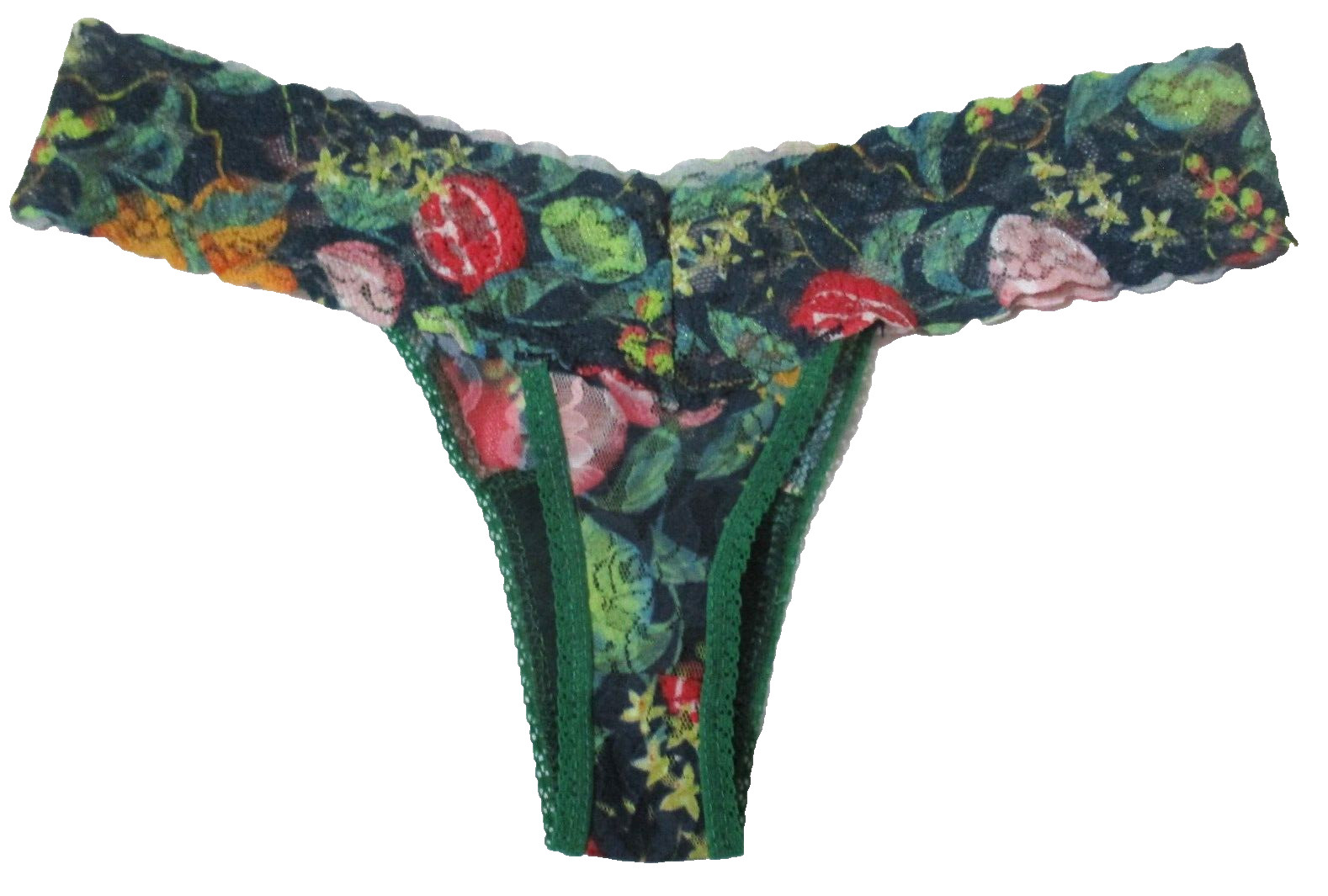 HANKY PANKY ONE SIZE THONG OS 4911SN LOW RISE DARK GREEN MULTI GEO NYLON PANTIES
