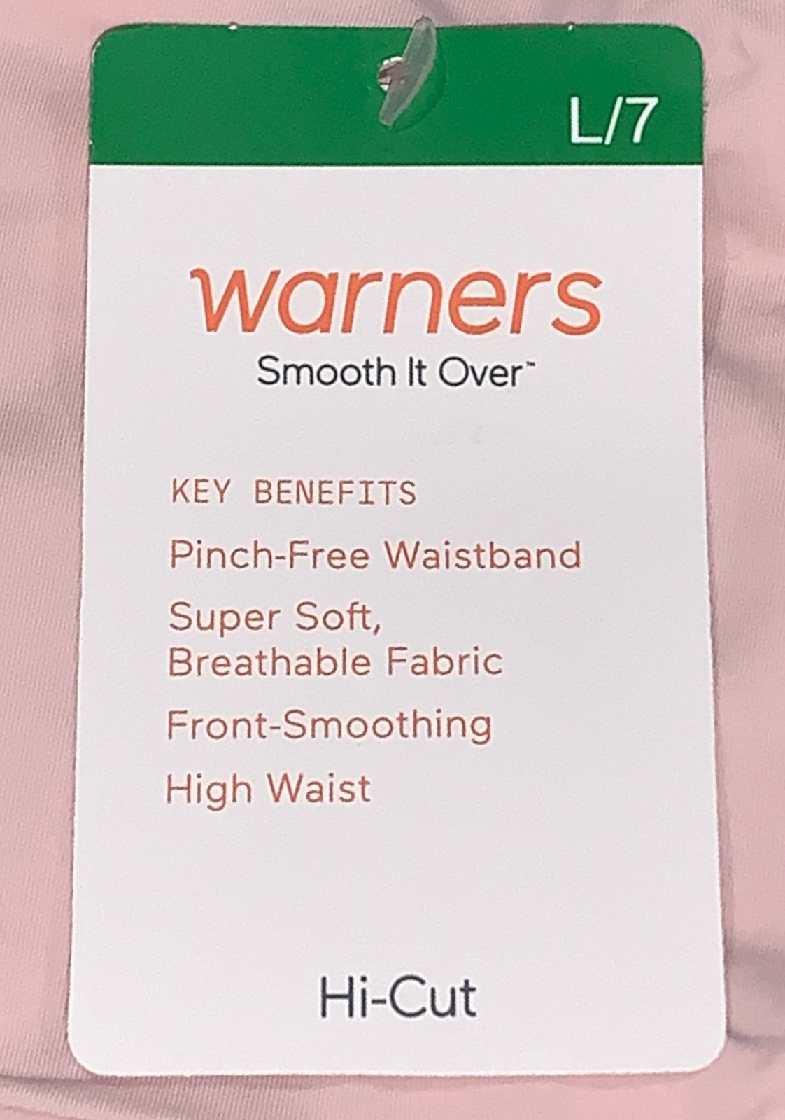 WARNERS Smooth It Over Modern Hi Cut Blush Pink Panty Womens Sz S 5 2XL 9