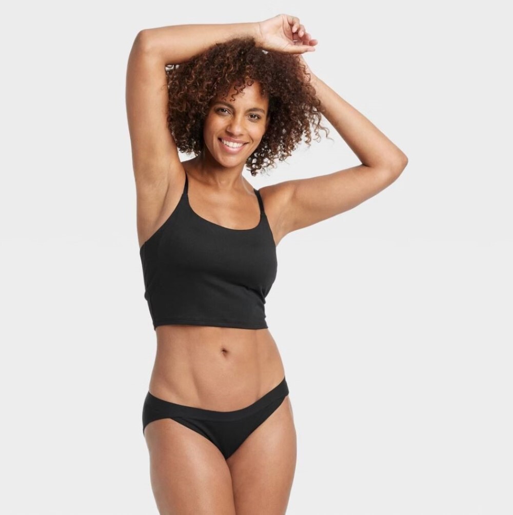 Auden 7pk Cotton String Bikini Underwear Womens Large Rib Stretch Black