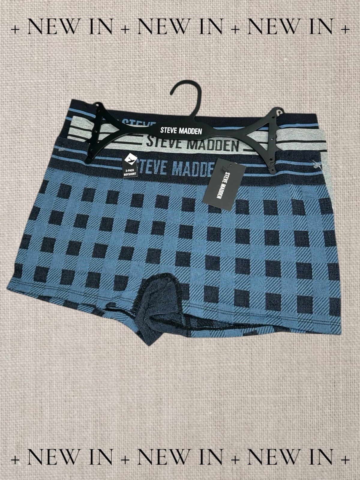 STEVE MADDEN LOGO BOY SHORTS~3 Pack FIT PANTIES STYLE# SM08872~SIZE LARGE~UNIQUE
