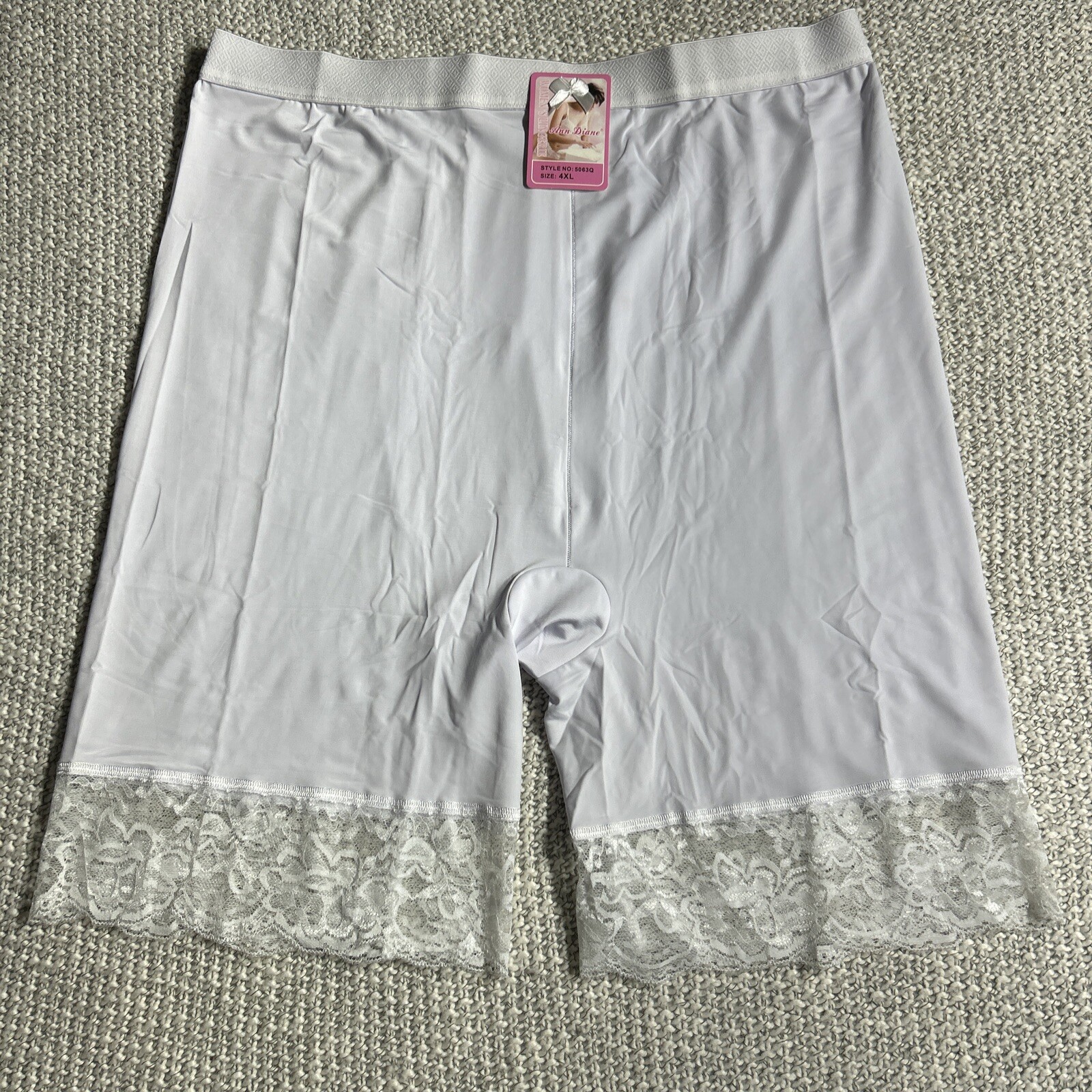 New ANGELINA Pettipants Womens 4XL White Panty High Waist Lace Satin Feel