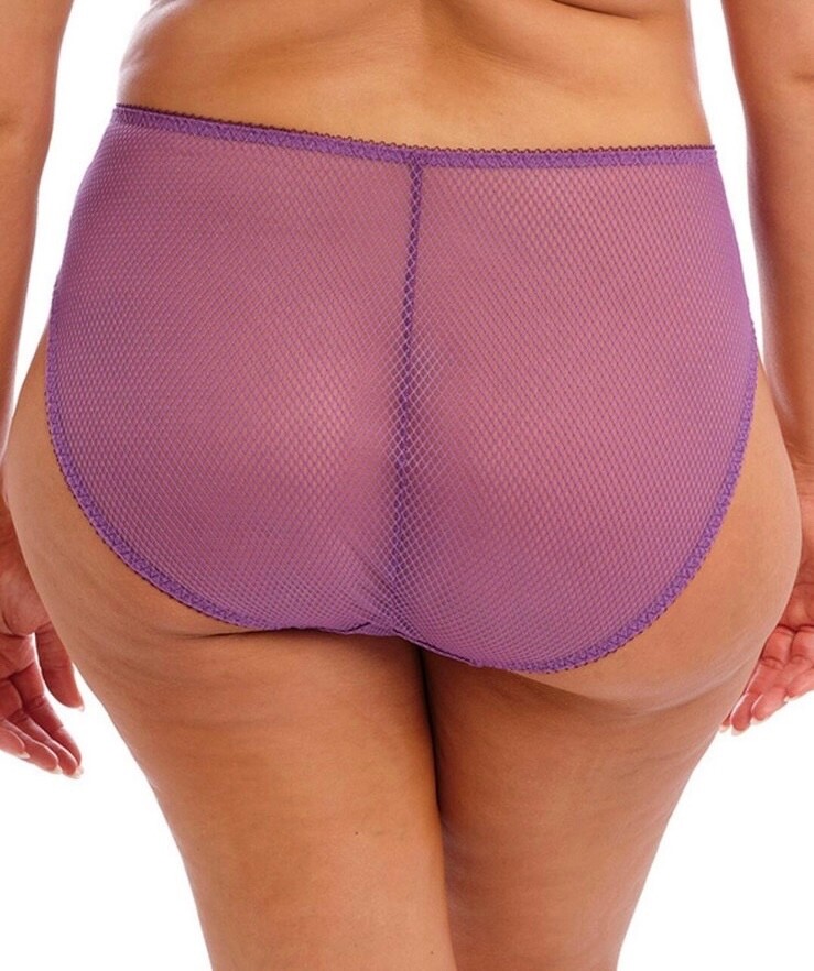 Elomi Charley Brief Pansy Purple Size M 12 14 High Leg Waist Mesh Knickers 4386