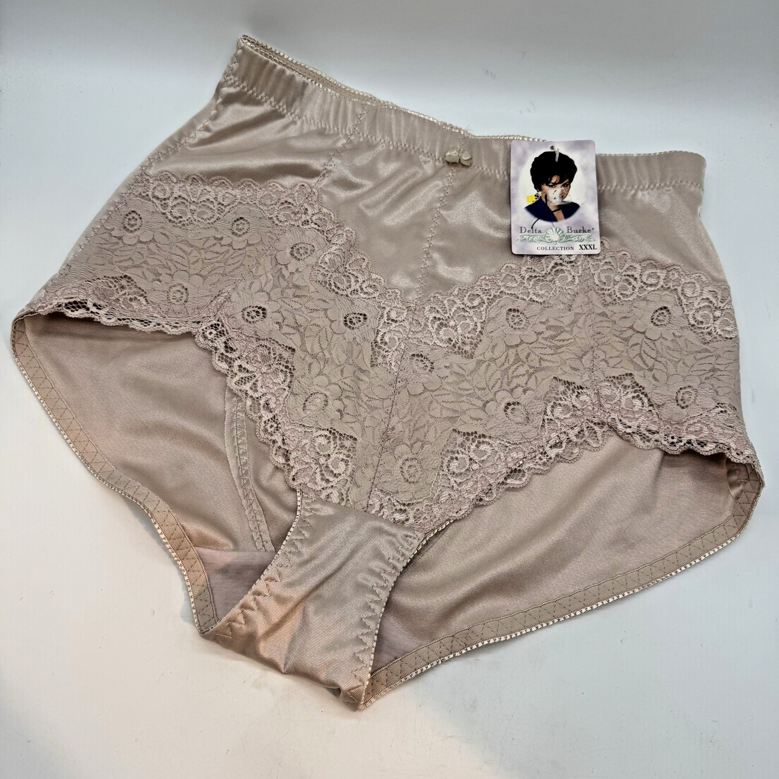 NEW Delta Burke Collection Vtg. Lacy Satin Panty Women’s 3X Hi Cut Side Panel