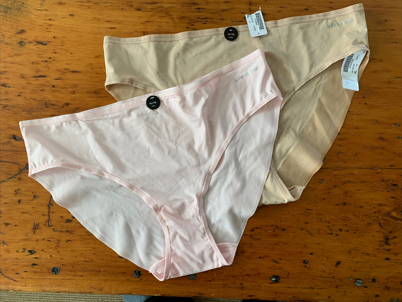 Lot of 2 La Vie En Rose Sleek Back Bikini X-LARGE Pink & Beige Panties NWT