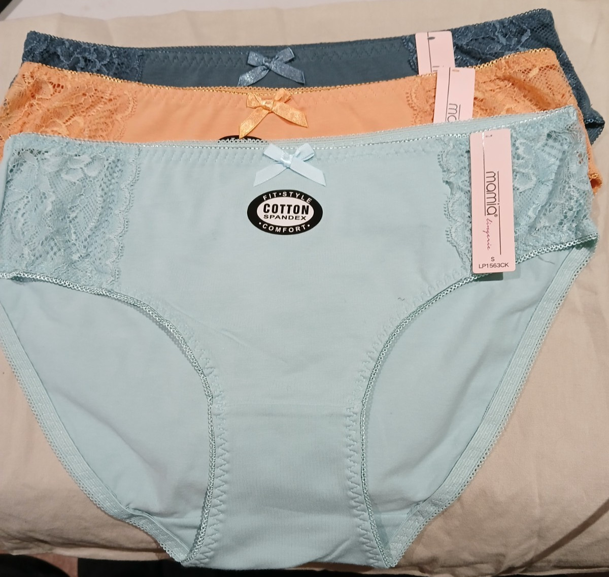 3 NWT WOMEN’S HIPSTER COTTON STRETCH BIKINI LOW CUT PANTY BLUE,ORANGE,GREEN LG