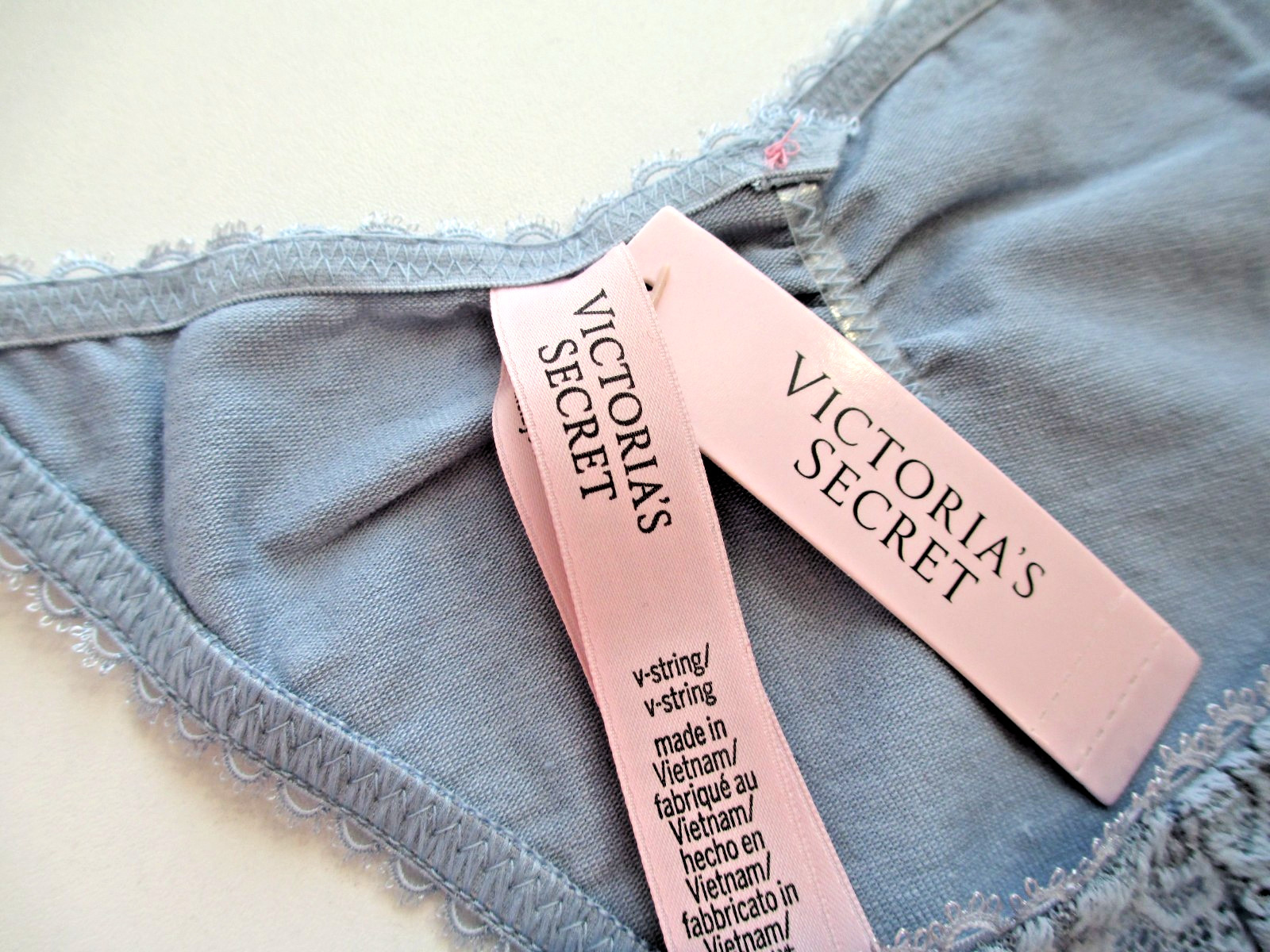 VICTORIA’S SECRET Cotton V-String Thong Panty S M L XL Blue NWT VS FREE SHIP 4+
