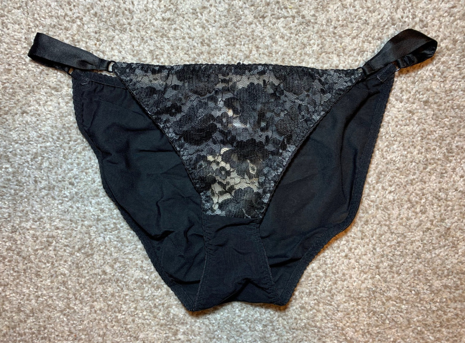What Katie Did Sexy Lacy Black String Bikini Panties Size L Large