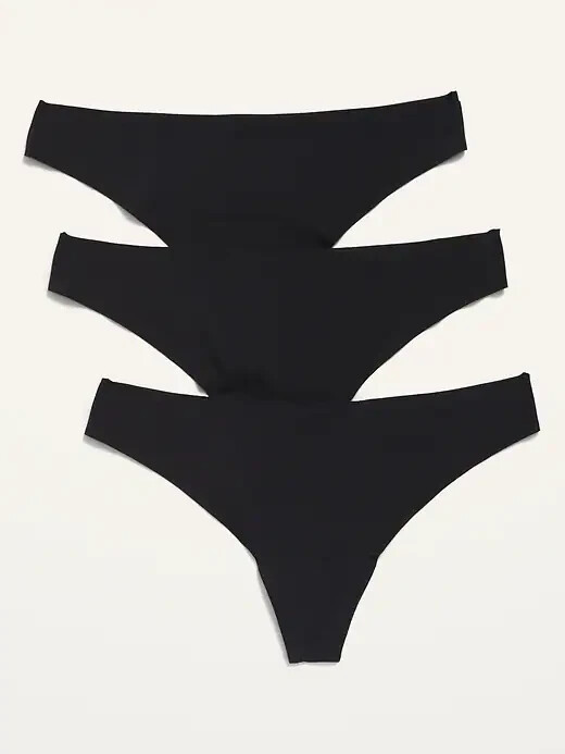 Old Navy Low Rise No Show Thong Panties Size 4XL NEW 3 Pair Black
