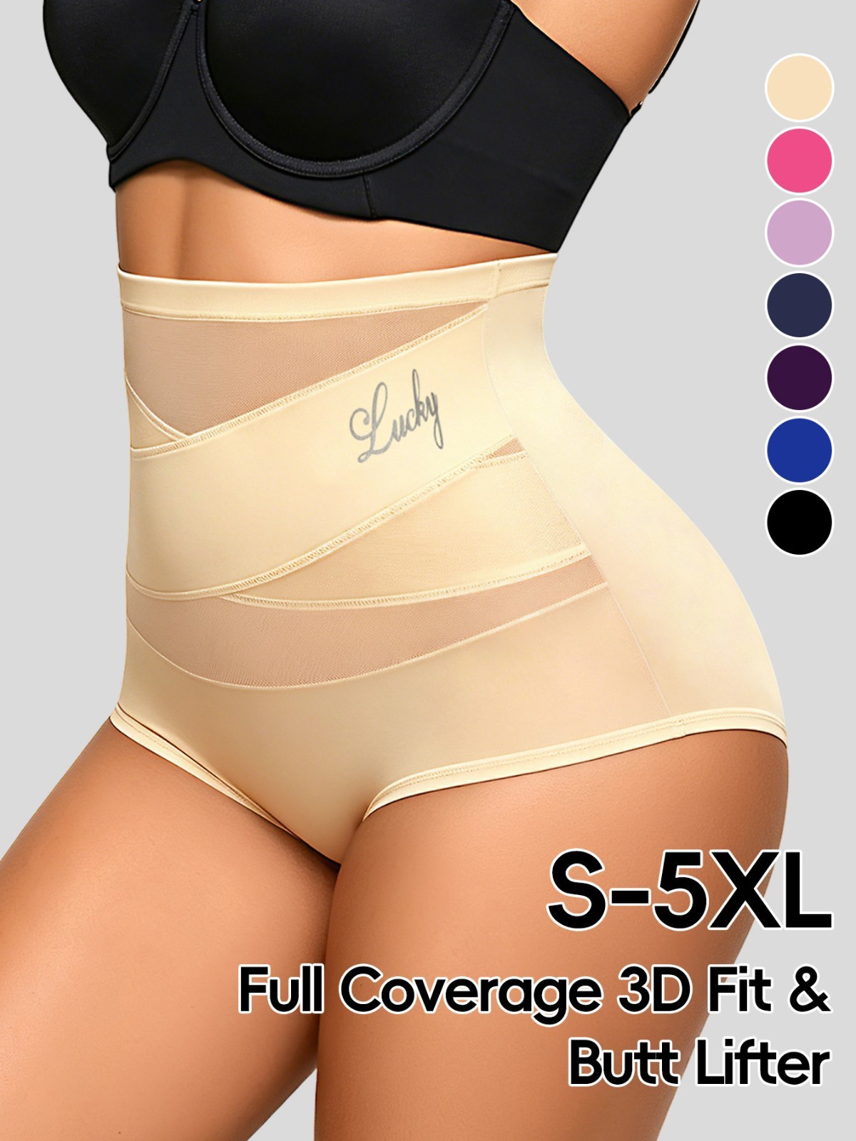 1 Pack High Waist Tummy Control Panties Shaping Cross Strap Briefs Women