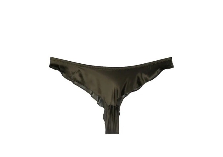MAISON CLOSE Flared Satin-Finish Briefs XS NWT Khaki Green