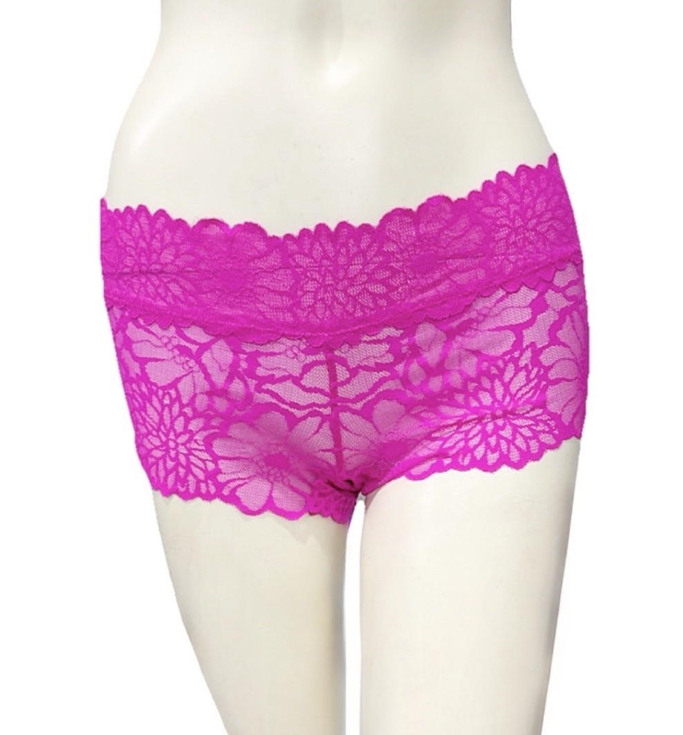 Victoria’s Secret PINK Neon Pink Lace Cheeky Boyshort Panties M NWT