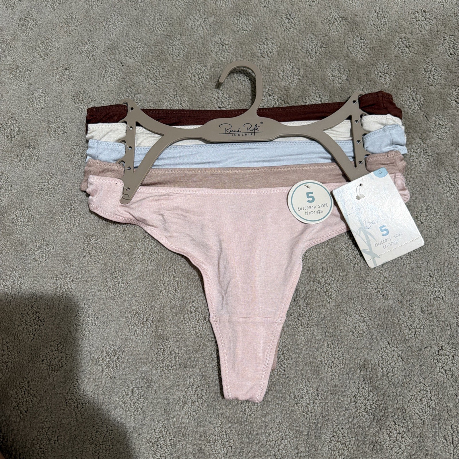 Rene Rofe 5pk Multicolor Buttery Soft Bamboo Thongs Underwear. Sz S. NWT!!!