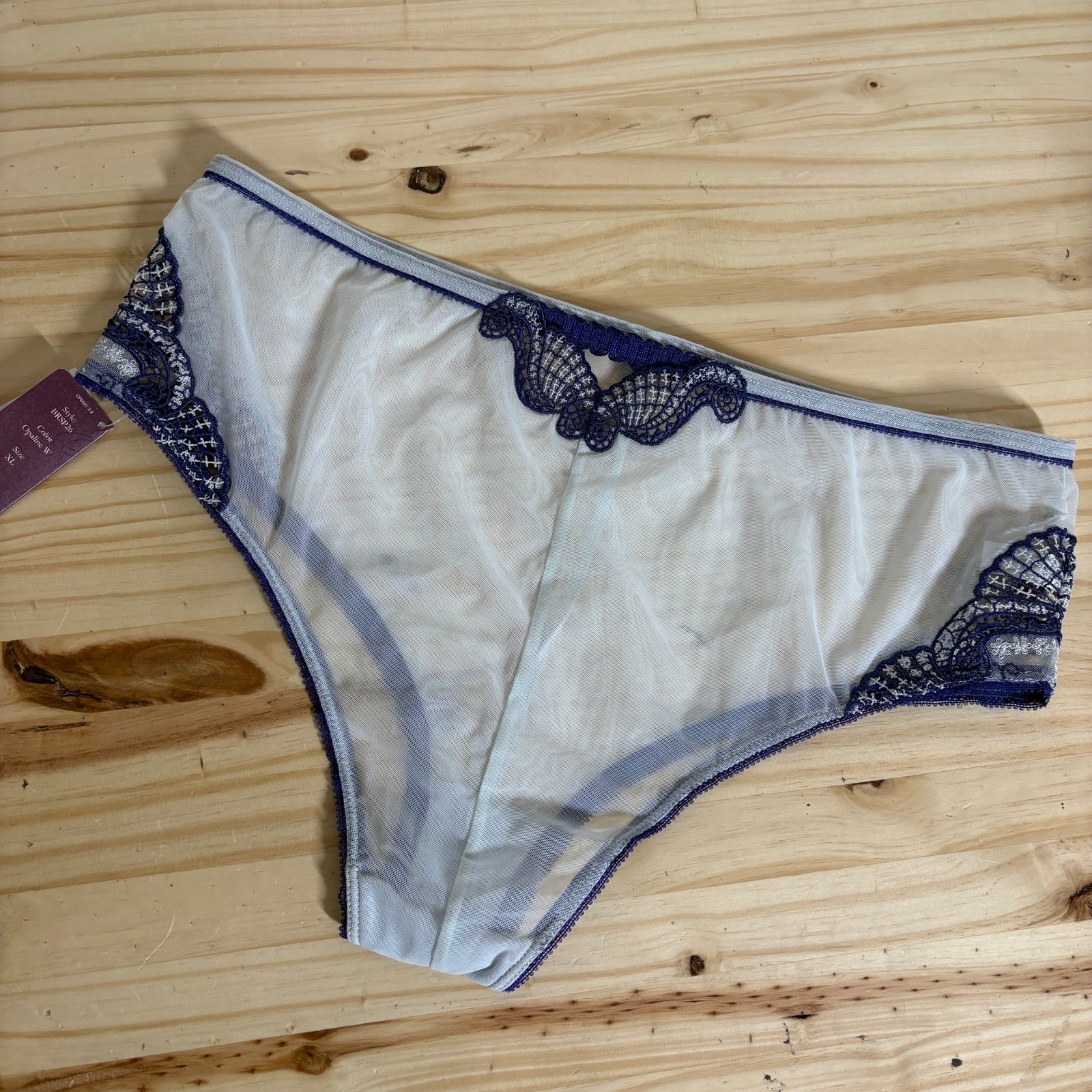 Pfiff Womens Size XL Lace Crochet Mesh Panty Opaline White