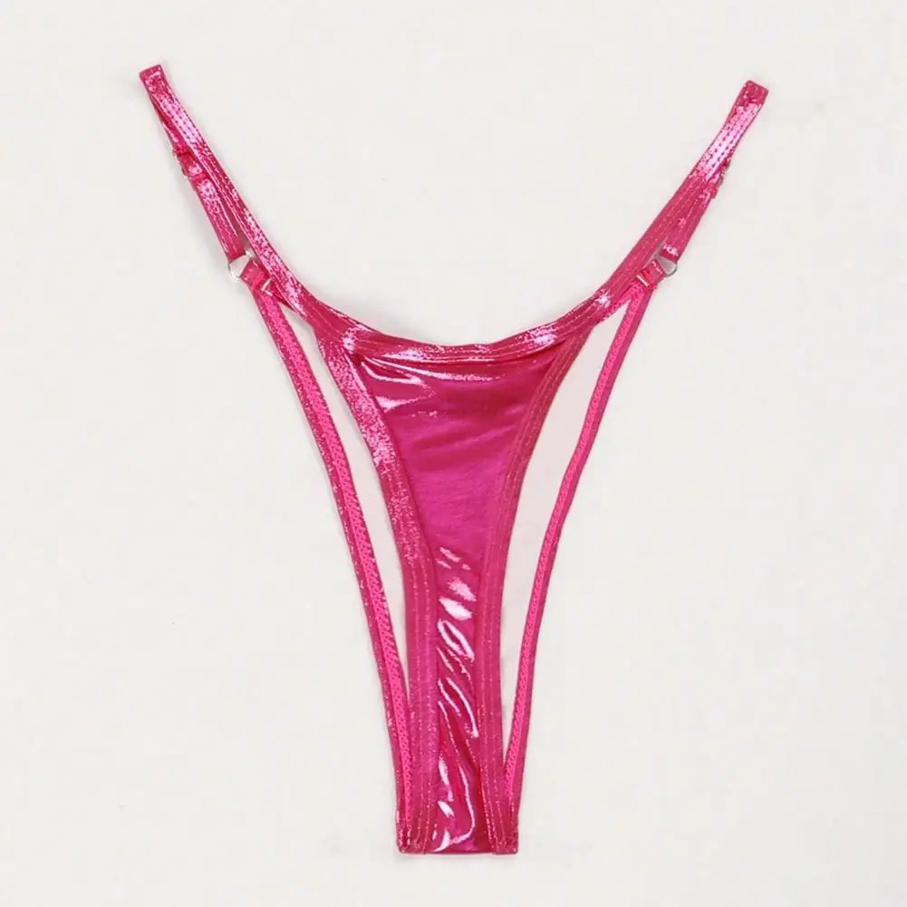 Glossy G String Panties Low Waist Adjustable Strap Thong Briefs Women Swim