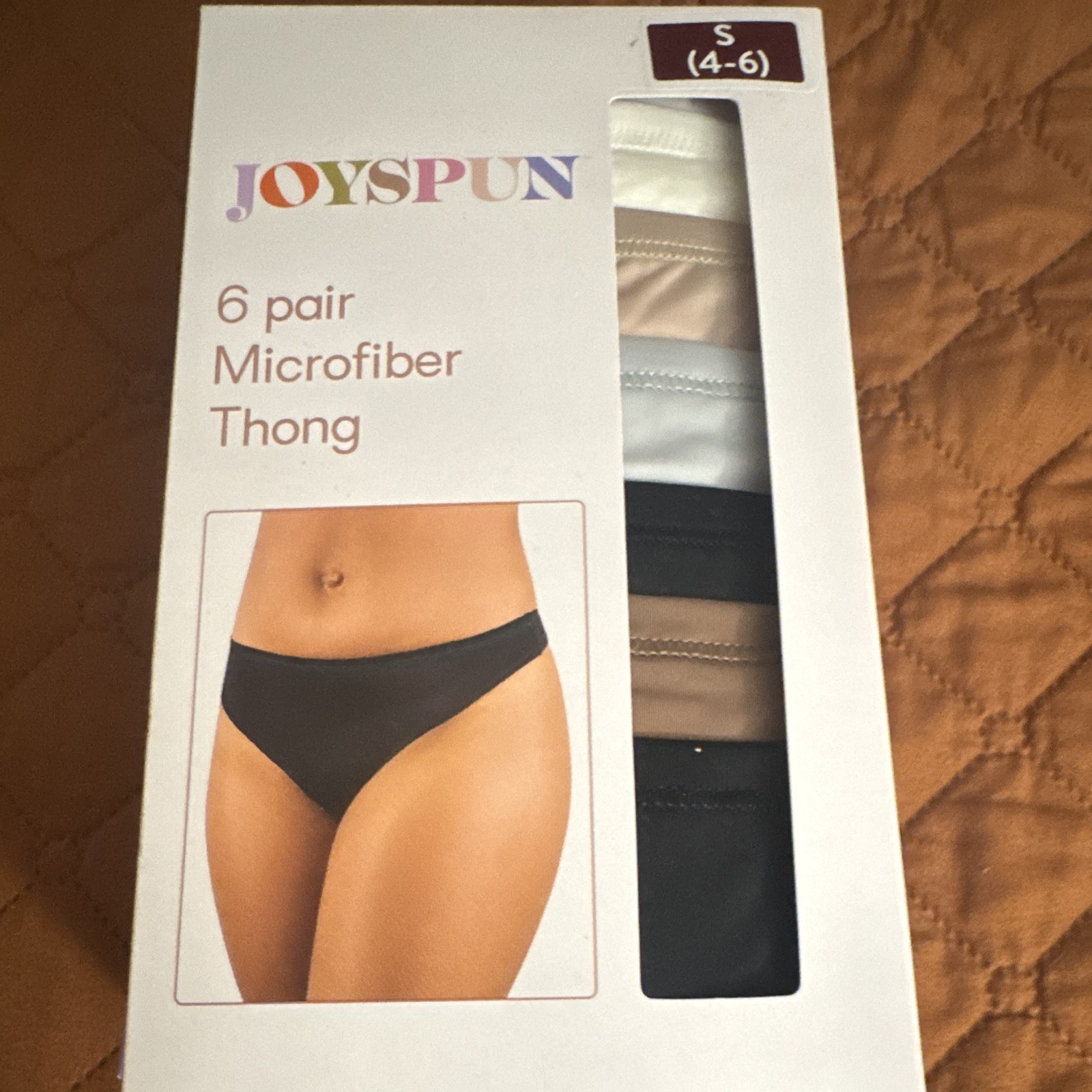 Joyspun Microfiber Stretch Thong Panties 6-Pack S (4-6) Multicolor