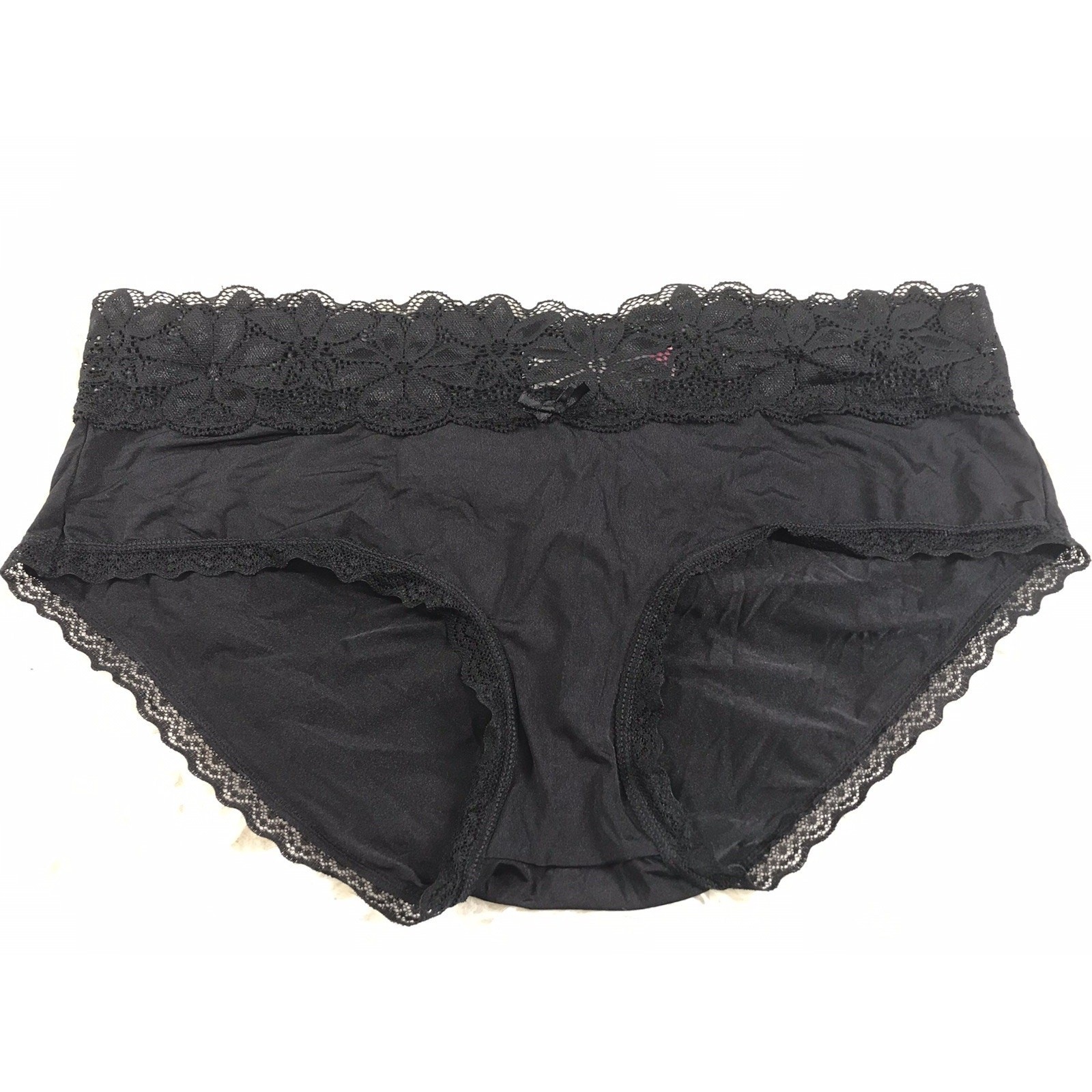 No Boundaries Women’s Body Base Hipster W Lace Panties Size LARGE Solid Black
