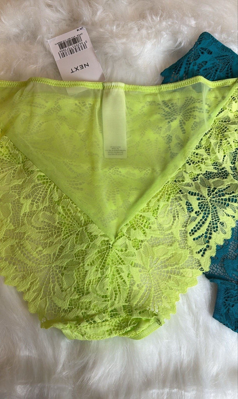 VALENTINE’S GIFT SET – NEXT HIGH-LACE KNICKERS – 2 PCS – UK16 – BLUE/GREEN