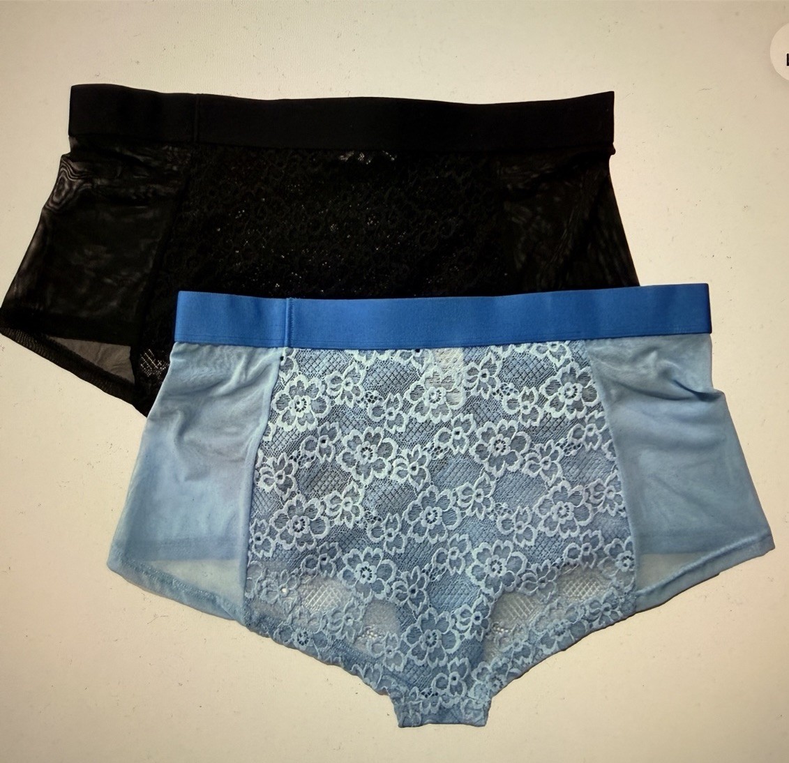 Parade Women’s 2 Pack Boy Short Underwear Blue & Black Lace Panties Set XL