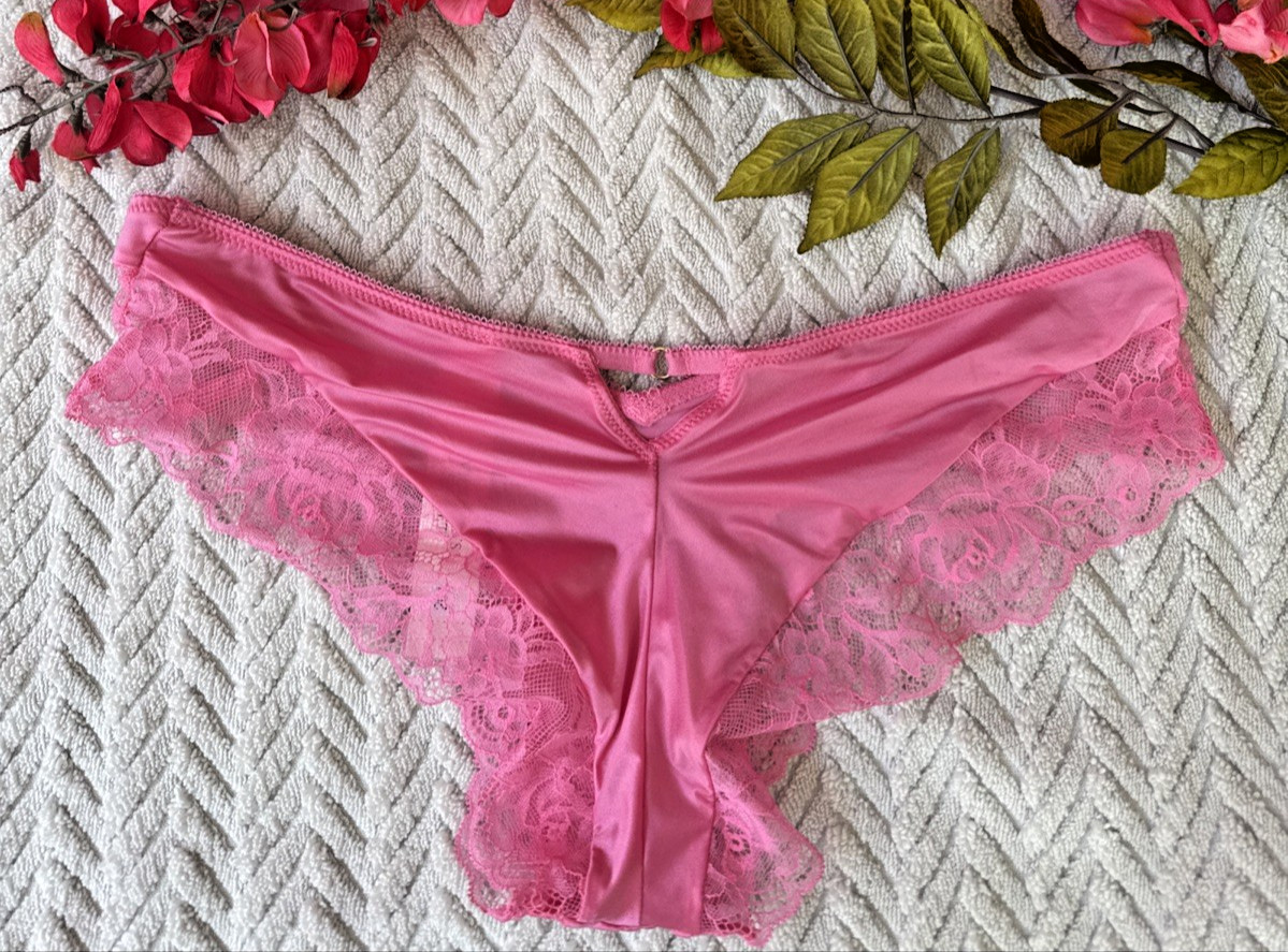 VICTORIA’S SECRET S SILKY PINK HIGH LEG CHEEKY CHARM CUT OUT SUMMER PANTIES NWT