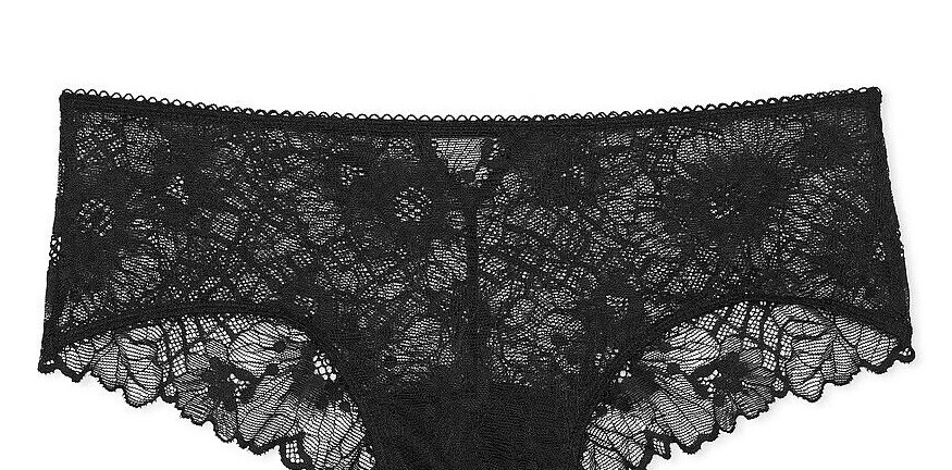 S M L XL XXL NOIR Black FLORAL LACE w Back Detail Victorias Secret CHEEKY Panty