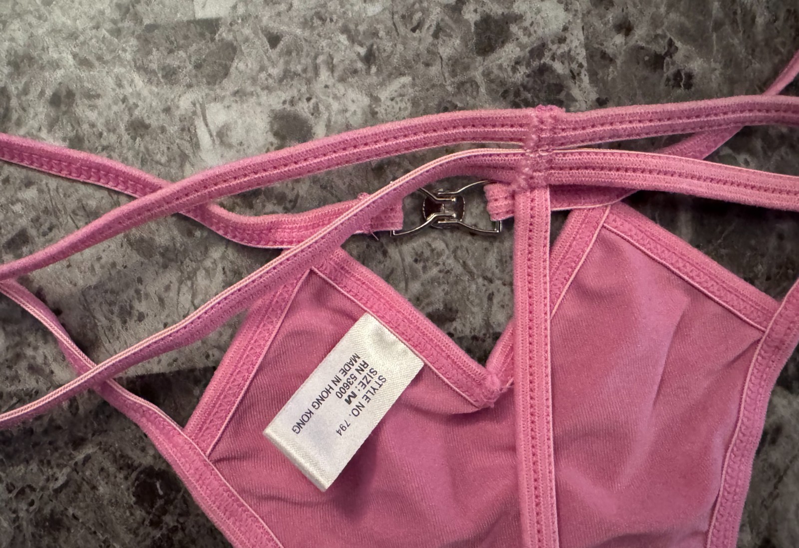 UNBRANDED WET SEAL M PINK RED VELVET POLKA DOT STRAPPY RARE V STRING PANTIES