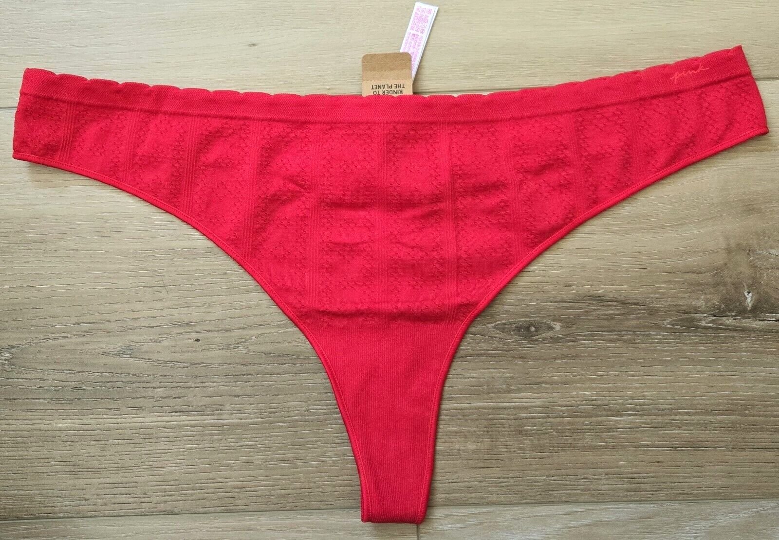 NWT Victoria’s Secret PINK Red Pointelle Knit Thong String Panties XXL 2XL