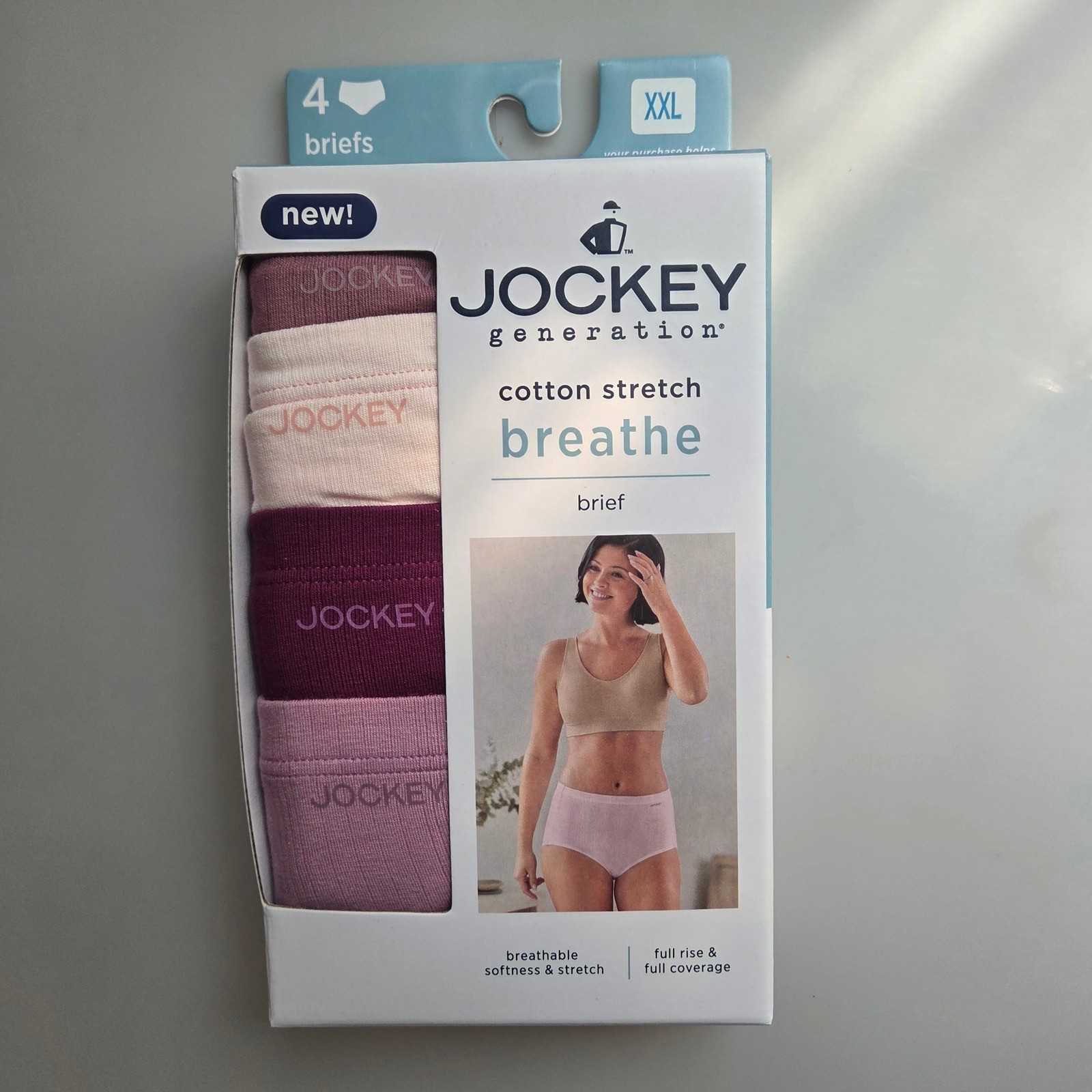 Jockey Generation Cotton Stretch Breathe Brief Underwear 4-Pack Pink Purple XXL