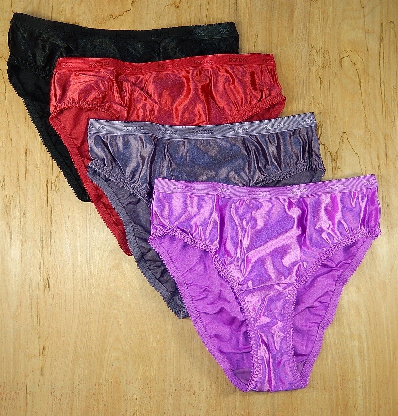 NEW Womens SATIN Hi Cut Bikini Panties Shiny Underwear Black Red Purple S-5X