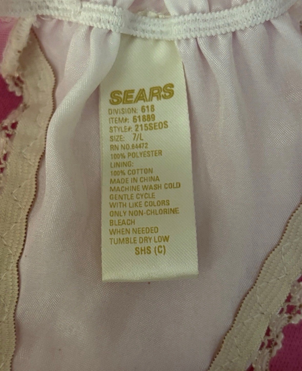 Vintage Sears white Ivory Floral Mesh Thong Panties L charm satin frilly 80’s